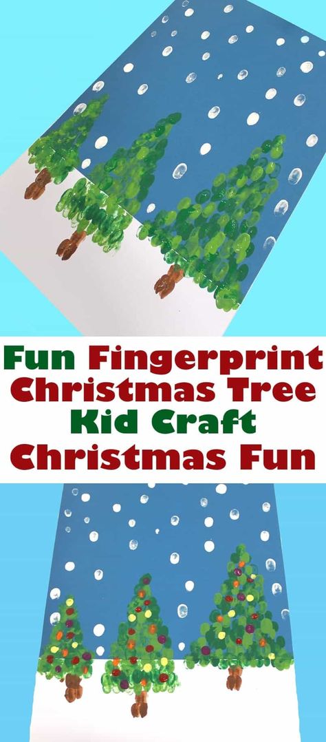 Fingerprint Christmas Tree Kid Craft - A More Crafty Life Fingerprint Christmas Tree, Fingerprint Christmas, Kid Craft, Christmas Tree Crafts, Christmas School, Preschool Christmas, Easy Christmas Crafts, Kids' Crafts, Crafts Christmas