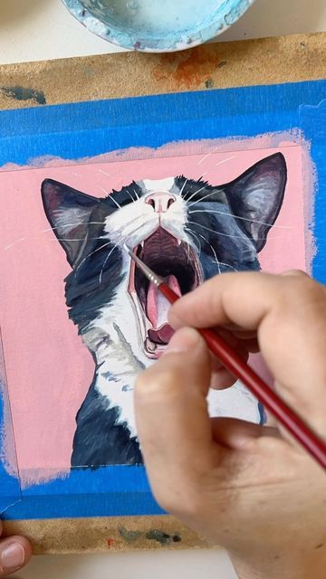 Kate Jarvik Birch on Instagram: "Pet commissions open again! Message me if interested… #gouachepainting #stilllifepainting #utahartist #100daychallenge #painteveryday #dailypainting #makearteveryday #dailyart #gouache #artcollector #painting" Gauche Cat Painting, Gouache Pet Portrait, Gouache Dog Painting, Cat Painting Gouache, Gouache Animal Painting, Cat Gouache Painting, Gouache Animals, Gouache Painting Portrait, Cat Gouache