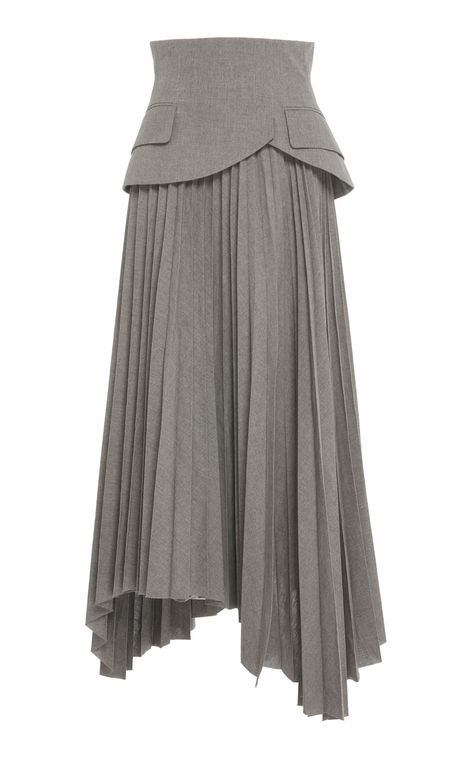 Unusual Skirts, Corset And Skirt, Cotton Midi Skirt, A Skirt, Pleated Midi Skirt, Skirt Design, Fashion Mode, Skirt Outfits, Moda Operandi