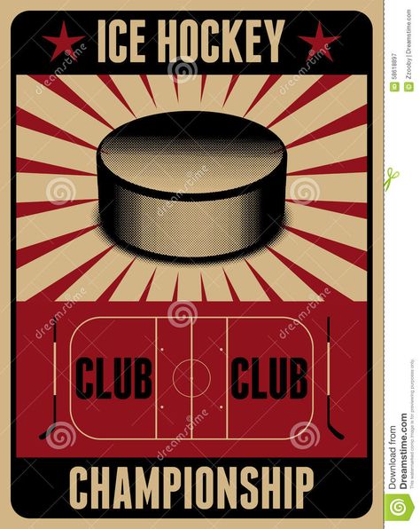 Hockey Posters, Vintage Style Poster, Hockey Tournaments, Retro Vector Illustration, Air Hockey Table, Hockey Logos, Sport Craft, Newspaper Design, Retro Vector