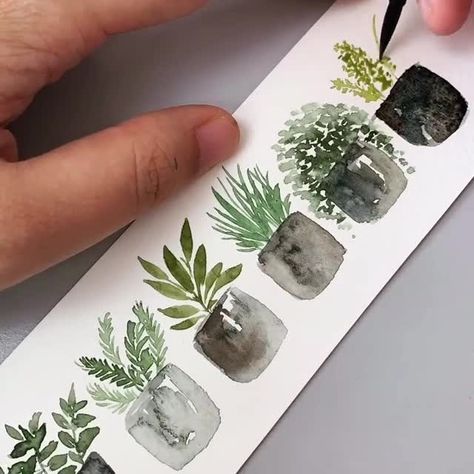 Pencilmarch’s Instagram video: “Are you a fan of tiny drawing?☺️⁠ I am!! I'm so so in love with this tiny watercolour potted plants from @artbyzafikha😍🌵⁠ ⁠ ⁠ ⁠…” Painting Plants, Illustration Tutorial, Watercolor Plants, Instagram Tutorial, 수채화 그림, Garden Care, Watercolor Inspiration, Watercolor Pencils, Plant Art