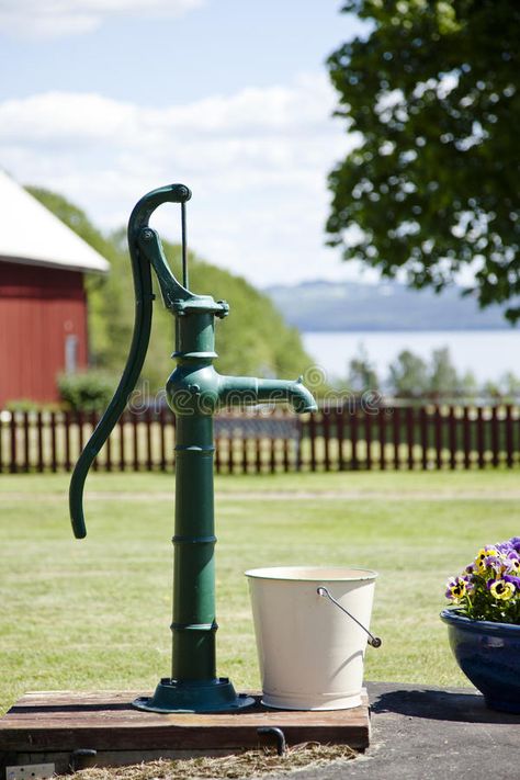 Water pump. Old water pump with bucket in a farm , #Sponsored, #pump, #Water, #water, #farm, #bucket #ad Hand Pump Well, Garden Water Pump, Old Water Pumps, Hand Water Pump, Lawn Art, Well Pump, Hand Pump, Water Well, Mud Room