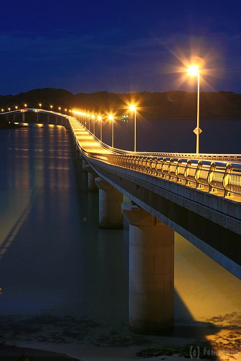 Tsunoshima+Bridge Tsunoshima Bridge, Yamaguchi Prefecture, Beside Still Waters, River Edge, Dirt Road, Back Road, Matte Painting, Yamaguchi, Long Exposure