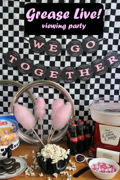 Grease Live! viewing party ideas Viewing Party Ideas, 1950s Party Ideas, Grease Themed Parties, Grease Theme, Grease Party, 50s Theme Parties, Sock Hop Party, Grease Live, Grease Movie