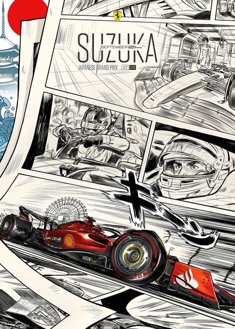 F1 Poster Design, Ferrari Vintage, Vintage Racing Poster, Grand Prix Posters, Japanese Grand Prix, Ferrari Poster, F1 Art, F1 Wallpaper Hd, F1 Poster