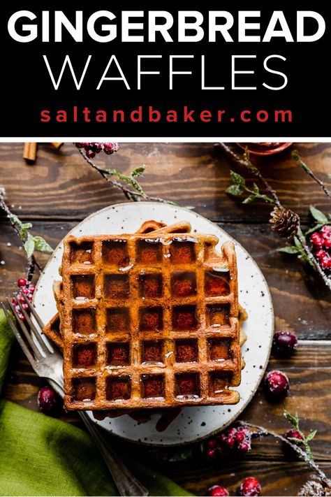 Get your taste buds ready for the ultimate fluffy gingerbread waffles! These warm, cinnamon-infused waffles are perfect for a sweet breakfast or even dessert. Pin this now to add some gingerbread goodness to your life! 🧁 Gingerbread Waffles, Soft Gingerbread Cookies, Waffle Ingredients, Pumpkin Waffles, Cinnamon Chips, Gingerbread Cake, Holiday Breakfast, Fudge Sauce, Breakfast Items