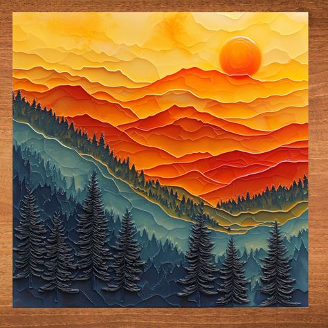 6272_WA_TILE Smoky Mountain Sunrise Ceramic Art Tile Decor for Book Nook, Bookshelf, Kitchen Counter Top, Coffee Table, End Table Gift for Her, Wife, Mom, Grandma, Daughter Housewarming Christmas Birthday Mothers Day Enhance your space with our exquisite Ceramic Art Tiles, a perfect blend of timeless elegance and modern style. Handcrafted in our small family studio, nestled in the picturesque foothills of the Great Smoky Mountains in East Tennessee, each tile is designed to bring a unique and pe Maine Painting, Nook Bookshelf, Table Wall Decor, Bookshelf Kitchen, Small Art Studio, Tile Decor, Ceramic Tile Art, Mountain Sunrise, Landscape Art Quilts