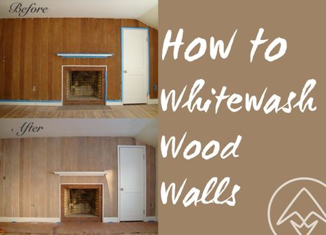 How to Whitewash or Pickle Wood Walls - Annick Magac Whitewashing Wood, White Washed Wood Paneling, Painted Pine Walls, Kitchen Hearth, Wood Paneling Makeover, How To Whitewash, Paneling Makeover, Paneled Walls, Painting Wood Paneling