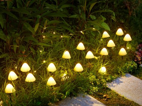 These lights are perfect for your garden or even to put in your planters #garden #mushrooms Mushroom Garden Lights, Solar Mushroom Lights, Lights For Patio, Small Garden Landscape, Planters Garden, Mushroom Garden, Garden Mushrooms, Solar Pathway Lights, Mushroom Lights