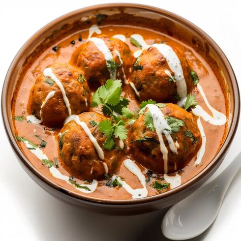 Malai Kofta is a classic North Indian dish that features soft and creamy dumplings (koftas) served in a rich and flavorful gravy. This indulgent dish is a favorite in Indian cuisine, often found on restaurant menus and enjoyed during special occasions and festive celebrations. The koftas are typically made from mashed potatoes, paneer (Indian cottage cheese), and a variety of spices, while the gravy is prepared with a luscious blend of tomatoes, onions, cream, and aromatic spices. Malai Kofta is best enjoyed with naan, roti, or rice, making it a satisfying and comforting meal for anyone craving authentic Indian flavors. Paneer Aesthetic, Indian Kofta Recipe, Malai Kofta Curry, Malai Kofta Recipe, Paneer Kofta, Naan Roti, Kofta Curry Recipe, Kofta Curry, Kofta Recipe