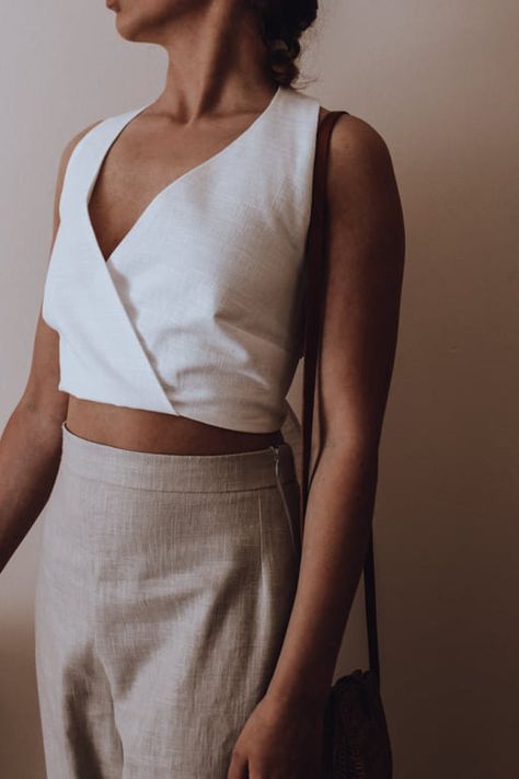 Summer Linen Shirt, Beach Crop Tops, Crop Top Summer, Crop Top For Women, Summer Crop Top, Linen Crop Top, Wrap Crop Tops, Summer Crop Tops, Summer Linen