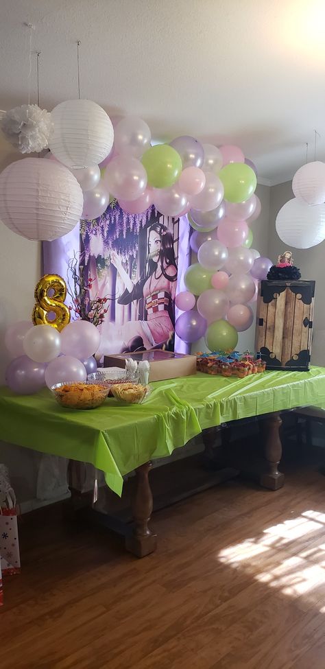 Nezuko Birthday Party Decorations, Demon Slayer Nezuko Birthday Party Ideas, Nezuko Party Ideas, Nezuko Birthday Party, Nezuko Birthday Party Ideas, Nezuko Birthday, Demon Slayer Birthday Party, Anime Cake, 10th Birthday Parties