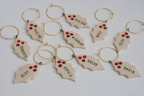 Custom Wine Charms -- Winter / Christmas |  | custom wine charms - christmas theme Christmas Clay, Wine Tags, Christmas Wine, Custom Wine, Wine Charms, Handmade Wedding, Custom Christmas, Winter Christmas, Christmas Themes