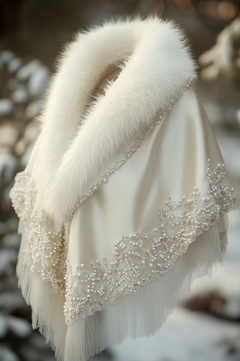 Wedding Capes Winter, Winter Wedding Shawl Wraps, Winter Wedding Hair Accessories, Diy Fur Shawl, Winter Wedding Veil, Wedding Outerwear, Winter Wedding Dress Coverups, Winter Wedding Dress Fur, Wedding Shawls And Wraps