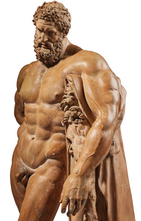 A TERRACOTTA FIGURE OF THE FARNESE HERCULES Hercules Sculpture, Farnese Hercules, Greek Figures, Hercules Statue, African Crown, Ancient Greek Sculpture, Classic Sculpture, Greek Statues, Greek Sculpture