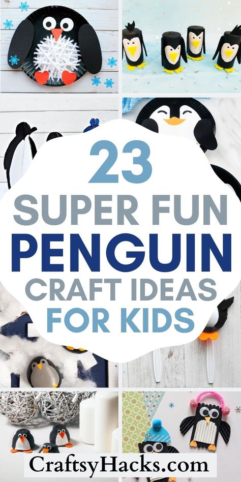 If you and your kids are looking for more cute craft ideas to make your day more fun you will love creating any of these penguin crafts. These super fun crafts for kids are a great way to stay busy on a chilly winter day. #KidsCrafts #DIY Easy Kid Winter Crafts, Kids Penguin Crafts, Simple Penguin Craft, Penguin Classroom Theme Decor, Penguin Crafts For Toddlers Easy, Penguin Ornaments For Kids To Make, Penguin Painting For Kids, Penguin Diy Craft, Penguin Arts And Crafts For Kids