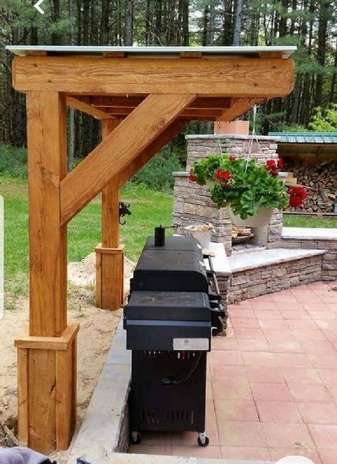 Backyard Grilling Area, Bbq Gazebo, Outdoor Grill Area, Outdoor Grill Station, Outdoor Barbeque, Grill Gazebo, Build Outdoor Kitchen, Outdoor Kitchen Plans, Backyard Grilling