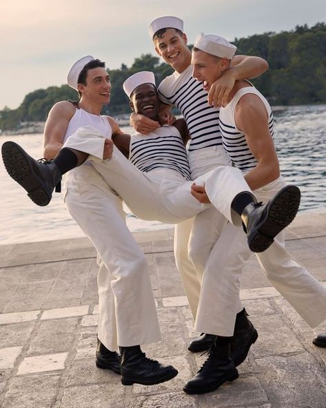 Sailor Outfit Mens, Marine Costume, Sam Heughan Gay, Sailor Aesthetic, Augusta Alexander, Jacob Bixenman, Sailor Costume, Lgbt History, Nautical Outfits