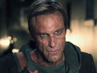 The Monster (Adam) as played by Aaron Eckhart in I, Frankenstein, 2014. Frankenstein Film, I Frankenstein, Aaron Eckhart, Caitlin Stasey, Victor Frankenstein, Yvonne Strahovski, Frankenstein's Monster, Digital Tv, Two Faces