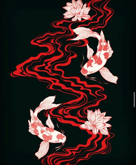 Red Fish Tattoo, Thigh Piece Tattoos, Koi Fish Drawing, Wrist Tattoos For Guys, Sushi Art, Koi Fish Tattoo, Red Ink Tattoos, Fish Tattoo, Japanese Koi