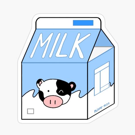 fresh milk! visit my redbubble page for more designs and products Milk Drawing, Stickers Cool, Image Princesse Disney, Preppy Stickers, Drink Stickers, Images Kawaii, Tumblr Stickers, Cute Food Drawings, Milk Carton