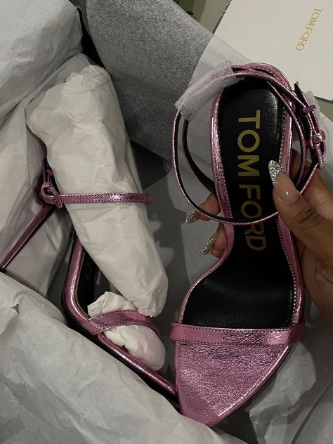 Pink Chrome Metallic Padlock Heels Tom Ford Pink Tom Ford Heels, Tom Ford Heels Aesthetic, Metallic Pink Aesthetic, Metallic Pink Heels, Tom Ford Padlock Heels, Pink Metallic Heels, Aries Szn, Tom Ford Heels, Chrome Pink