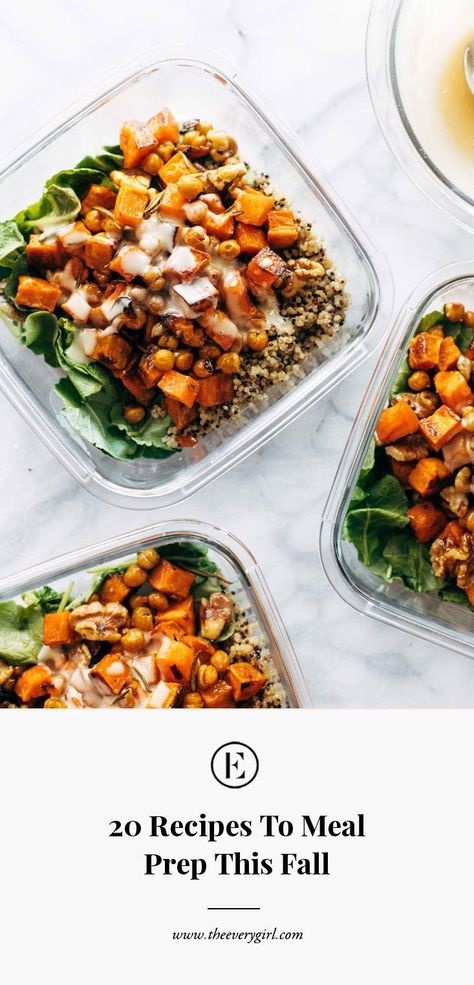 20 Recipes to Meal Prep This Fall. all of these 20 fall recipes to meal prep work well, no matter how you meal prep. My best tip? Soups, stews, curries, and chilis are ideal for cold weather meal prep—freeze in individual containers and then you’re ready to grab and go, even if you haven’t had time to meal prep in weeks. It’s a game-changer. Make Ahead Fall Meals, Make Ahead Salads For The Week, Fall Lunch Ideas, Healthy Fall Dinner, Meal Prep For Work, Batch Meals, Recipes Meal Prep, Easy Meal Prep Lunches, Autumn Salad Recipes