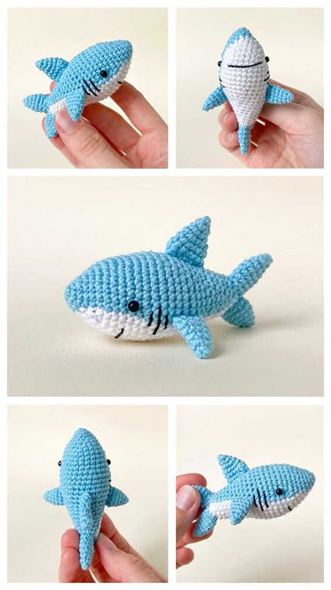 Crochet Shark Amigurumi Free Pattern Crocheted Shark Pattern, Crochet Fish Patterns, Crochet Shark, Crochet Fish, Shark Pattern, Crochet Keychain Pattern, Pola Amigurumi, Crochet Animals Free Patterns, Crochet Amigurumi Free Patterns