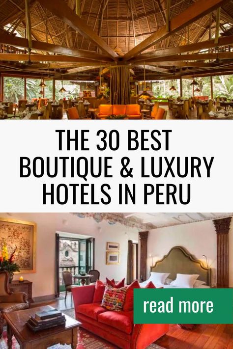 Attracting millions of travelers annually, Peru has stepped up its hospitality game to accommodate even the most discerning travelers. Gone are the days when Peru was a destination that attracted only backpackers and the changes are pronounced when it comes to Peru’s accommodation offerings. SO here are the 30 Best Boutique & Luxury Hotels in Peru Peru Honeymoon, Backpacking Peru, Puerto Maldonado, Backpacking Routes, Backpacking Destinations, Backpacking South America, Belmond Hotels, Itinerary Planning, Inca Trails