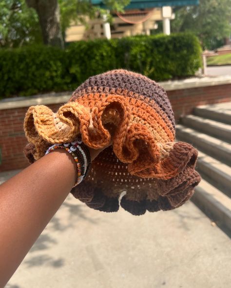 These hats are just too perfect! 😍 Come out to FAMU’s Set Friday to get yourself a Kendall Tai Design, just in time for the warm weather ☀️ It’s my last one of the semester! Can’t make it? Message me to place an order! 😊 Bucket hats are $35, ruffle hats are $45, and hats in the bin start at $15. Follow @kendalltaidesign for more. #crochet #crochetersofinstagram #crochetbuckethat #crochetrufflehat #crochetbeanie #crochetmarket #setfriday #famu #tallahassee Ruffled Bucket Hat Crochet Pattern, Ruffle Hats Crochet, Ruffle Hat Crochet, Crotchet Pieces, Ruffle Crochet Hat, Crochet Ruffle Hat, Bucket Hat Pattern, Bucket Hat Style, Crochet Socks Pattern