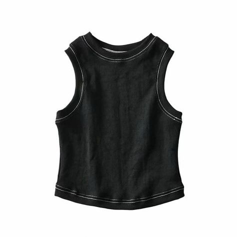 97d0145823aeb8ed80617be62e08bdccdesc45504881ri Neutral Crop Tops, Korean Streetwear, Womens Tops Summer, Sleeveless Crop Top, Dream Clothes, Black Crop Tops, Look Cool, Look Fashion, Aesthetic Clothes