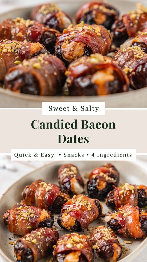 Candied Bacon Stuffed Dates Recipes Bacon Wrapped, Candied Bacon Gorgonzola Roasted Dates, Dates With Bacon Appetizer, Date Canapes, Bacon And Dates Appetizer, Bacon Wrapped Dates With Almonds, Dates Bacon Wrapped, Dates Wrapped In Bacon Appetizers, Quail Appetizer Recipes