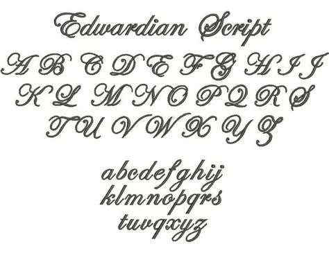 Machine Embroidery Edwardian Script Fonts $4..00 etsy Edwardian Script Font, Bold Fonts Free, Script Cursive, Free Script Fonts, Aesthetic Fonts, Cursive Font, Sign Dates, Calligraphy Script, Favorite Fonts