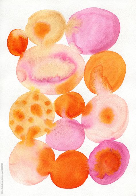 Watercolor Circles, Abstract Watercolor Art, Rose Orange, Orange And Pink, Easy Watercolor, Watercolor Inspiration, Toothless, Water Painting, Pink Watercolor