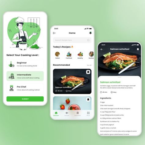 Online Recipe App Journal Prompts For Teens, Learn Cooking, Recipe App, Cooking App, App Website, Ux Design Inspiration, Food Projects, Cooking Salmon, Coloring Apps