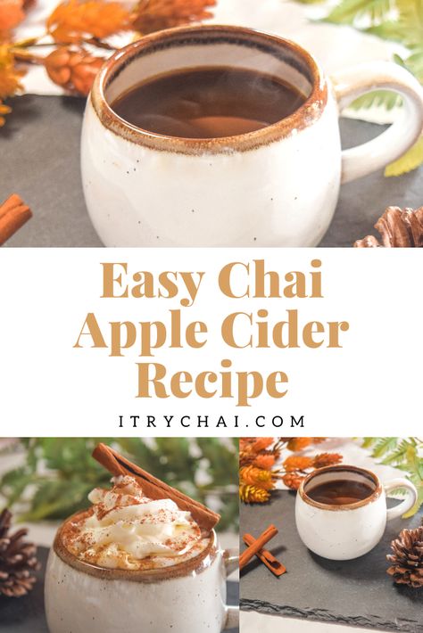 Apple Cider Latte, Chai Recipes Food, Apple Cider Drink Recipes, Apple Cider Chai, Barista Ideas, Apple Cider Drinks, Chai Drinks, Spiced Cider Recipe, Chia Tea