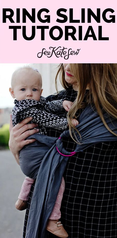 How to Make a Ring Sling Carrier for Baby - see kate sew Baby Sling Diy, Ring Sling Tutorial, Baby Sling Pattern, Diy Ring Sling, Diy Baby Wrap, Baby Carrier Pattern, Making A Ring, Baby Sewing Tutorials, Baby Ring Sling