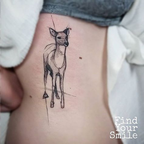 Small Deer Tattoo Done in Watercolor Deer Tattoos, Doe Tattoo, Watercolor Tattoo Artists, Hp Tattoo, Tier Tattoo, Small Deer, Deer Tattoo, Harry Potter Tattoos, 1 Tattoo