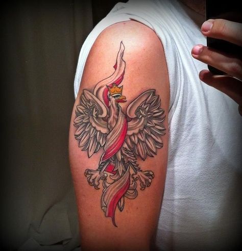 149 Amazing Polish Tattoo Design with Meaning, Ideas and Celebrities | Body Art Guru Poland Tattoo Ideas, Polish Eagle Tattoo, Polish Symbols, Poland Tattoo, Eagle With American Flag, Falcon Tattoo, Polish Tattoos, Polish Eagle, Patriotic Tattoos