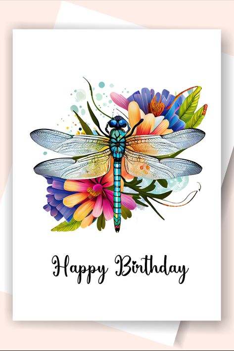 Dragonfly Birthday Wishes, Happy Birthday Dragonfly, Birthday Dragonfly, Dragonfly Birthday, Birthdays Cards, Watercolor Birthday Cards, Happy 70 Birthday, Birthday Pics, Dragon Flies