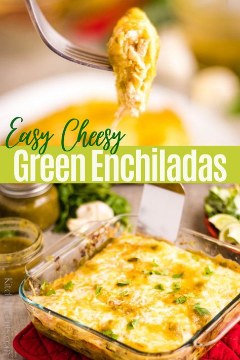 Super Easy Enchiladas, Easy Baked Enchilada Chicken, Quick Enchiladas Chicken, Chicken Enchiladas With Green Sauce Casserole, Chicken Enchiladas With Green Chili Sauce, Green Chile Cheese Enchiladas, Chicken Green Enchilada Sauce, Chicken And Cheese Enchiladas Easy, Mild Chicken Enchiladas