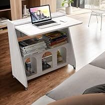 Rolling Laptop Desk, Storage Desks For Small Spaces, Portable Office Ideas, Small Craft Area, Desk Alternatives, Wfh Office Ideas, Computer Desk Small Space, Space Saver Desk, Small Home Office Space