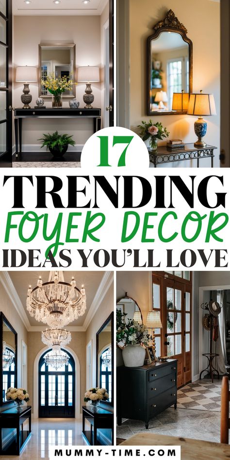 🖼️ Create an entryway that speaks volumes! Our article on unique foyer decorating ideas showcases how to use wall art, statement furniture, and lighting to wow your guests. 🌟 Check out our guide and save this pin for all your future foyer makeovers! Foyer Chair Ideas, Foyer Chest Decor Entryway, Foyer Wall Trim Entryway, Entryway Ideas Elegant, Organic Modern Decor Entryway, Photo Entryway Ideas, Decorating A Niche In A Wall Entryway, Square Foyer Entryway, Entryway With Round Table