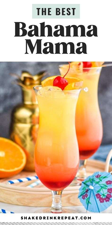 Fruity Drink Recipes Alcohol, Margaritas, Fruity Sweet Alcoholic Drinks, Best Liquor Drinks, How To Make A Bahama Mama Drink, Bahamas Mama Drink Recipe, Fruity Mix Drinks, Bahamas Mama Drink, Sweet Liquor Drinks