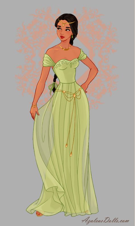 Princess Jasmine. Jasmin Inspired Outfits, Jasmine Inspired Dress, Elegant Character Design, Princess Dress Art, Princess Dress Drawing, Disney Princess Inspired Dresses, Princess Jasmine Dress, Disney Princess Fashion, Disney Inspired Fashion