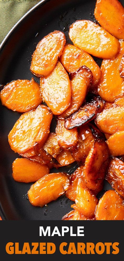 The best maple glazed carrots: tender carrots slightly charred to perfection, glazed in sweet maple syrup with a secret, slightly spicy twist. | Recipe at BeamingBaker.com Beaming Baker, Carrots In Oven, College Recipes, Maple Glazed Carrots, Glazed Carrots Recipe, Maple Syrup Recipes, Sweet N Spicy, Sauteed Carrots, Thanksgiving 2023