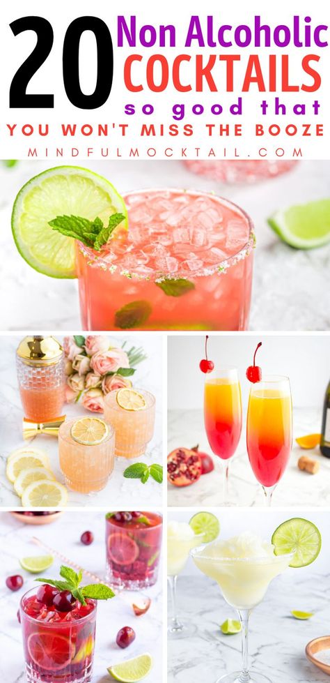 20 extremely good non alcoholic mocktails and cocktails so good that you won't mess the booze! Perfect for a 1 or a crowd! Best Non Alcoholic Drinks, Easy Mocktail Recipes, Mocktail Drinks, Winter Drink, Alcohol Free Drinks, Drink Recipes Nonalcoholic, Non Alcoholic Cocktails, Alcoholic Cocktails, Mixed Drinks Recipes