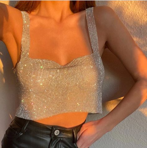 Crop Top Styles, Party Crop Tops, Bling Rhinestones, Rhinestone Top, Backless Crop Top, Corset Bustier, High Street Fashion, Cropped Tops, Club Style