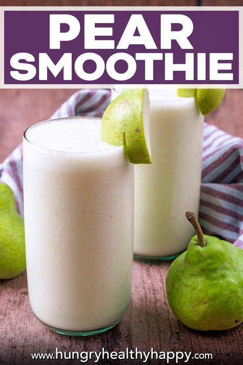 This pear smoothie is a delicious way to start your day and a great way to use up pears when they are in season. A refreshing creamy smoothie, with a little bit of zingy from some ginger. Just 5 ingredients and a couple of minutes to make it. Smoothie Bowl Recipe Healthy, Juice Smoothies Recipes, Smoothie Bowl Healthy, White Grape, Homemade Food Gifts, Nut Free Recipes, Creamy Smoothies, Pear Smoothie, Delicious Drink Recipes