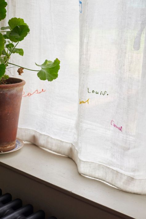 East London Cloth: Purveyors of Household Linens, Made to Last - Remodelista Mil Suite, Embroidery Curtains, Limewash Paint, Location Pin, Kitchen Guide, Gathering Table, Red Words, Tile Countertops, Countertop Design